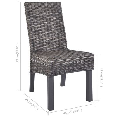 vidaXL Jídelní židle 6 ks hnědé ratan kubu a mangovníkové dřevo