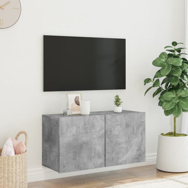 vidaXL TV skř&iacute;ňka n&aacute;stěnn&aacute; betonově &scaron;ed&aacute; 80 x 30 x 41 cm