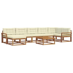 vidaXL Venkovn&iacute; pohovkov&aacute; souprava 8 pcs Přirozen&aacute; a Kr&eacute;mov&aacute;