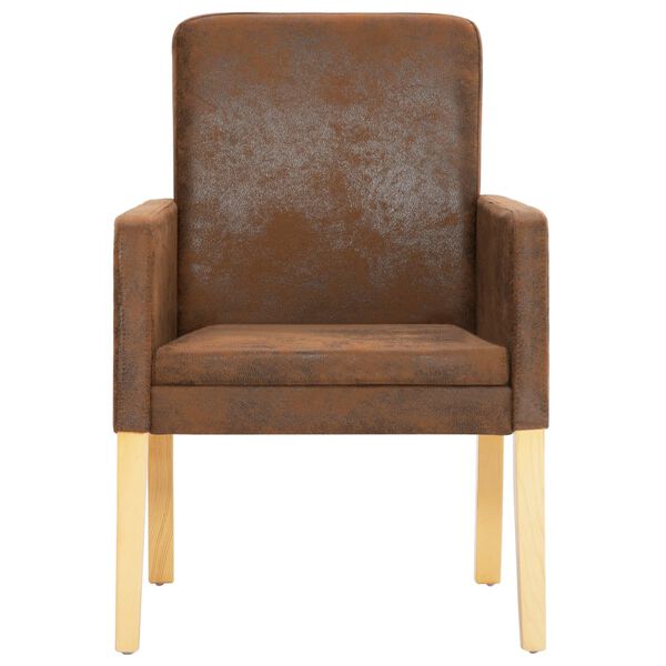 vidaXL J&iacute;deln&iacute; židle 2 ks hněd&eacute; uměl&aacute; brou&scaron;en&aacute; kůže