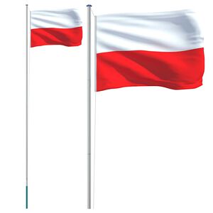 vidaXL Vlajka Polska a stož&aacute;r 6,08 m hlin&iacute;k