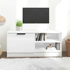 vidaXL TV skř&iacute;ňka b&iacute;l&aacute; s vysok&yacute;m leskem 80x35x36,5 cm kompozitn&iacute; dřevo