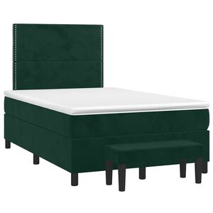 vidaXL Box spring postel s matrac&iacute; tmavě zelen&aacute; 120x190 cm samet