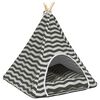 vidaXL Pet teepee s pol&scaron;t&aacute;řem B&iacute;l&aacute; a &scaron;ed&aacute; 60 x 60 x 70 cm Polyester