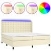vidaXL Box spring postel s matrac&iacute; a LED kr&eacute;mov&aacute; 200x200 cm uměl&aacute; kůže