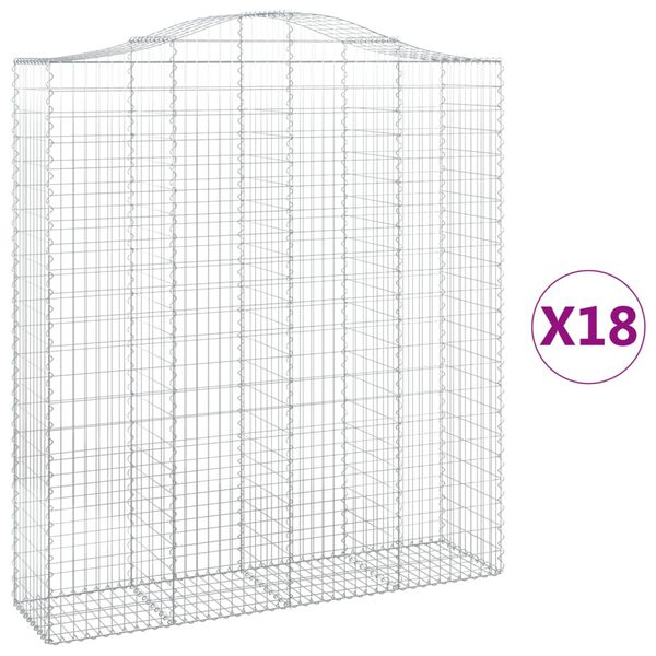 vidaXL Klenut&eacute; gabionov&eacute; ko&scaron;e 18ks 200x50x220/240cm pozinkovan&eacute; železo