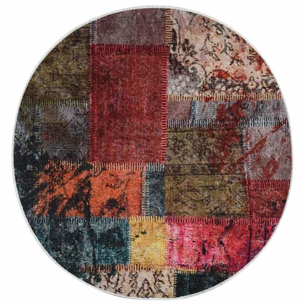 vidaXL Koberec prateln&yacute; patchwork ⌀ 120 cm v&iacute;cebarevn&yacute; protiskluzov&yacute;