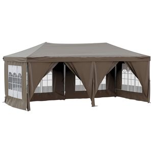 vidaXL Skl&aacute;dac&iacute; party stan s bočn&iacute;mi stěnami taupe 3 x 6 m