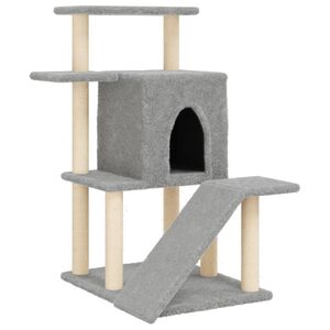 vidaXL &Scaron;krabadlo pro kočky se sisalov&yacute;mi sloupky světle &scaron;ed&eacute; 97 cm