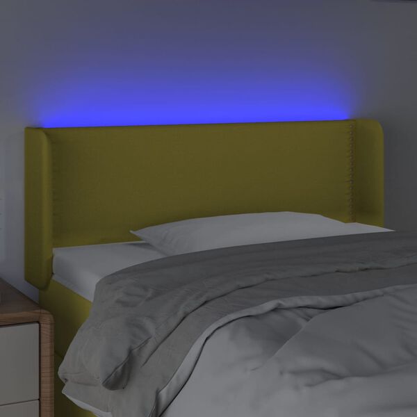 vidaXL Čelo postele s LED zelen&eacute; 103 x 16 x 78/88 cm textil
