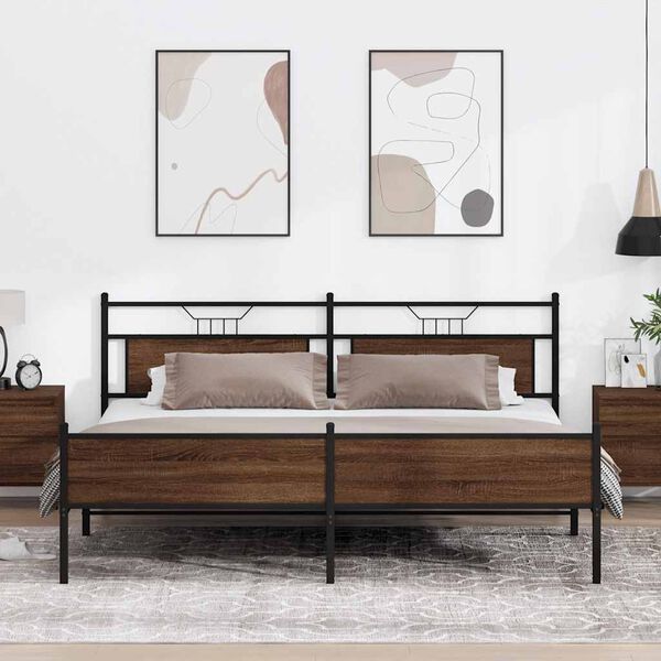 vidaXL Kovov&yacute; r&aacute;m postele bez matrace hněd&yacute; dub 200 x 200 cm