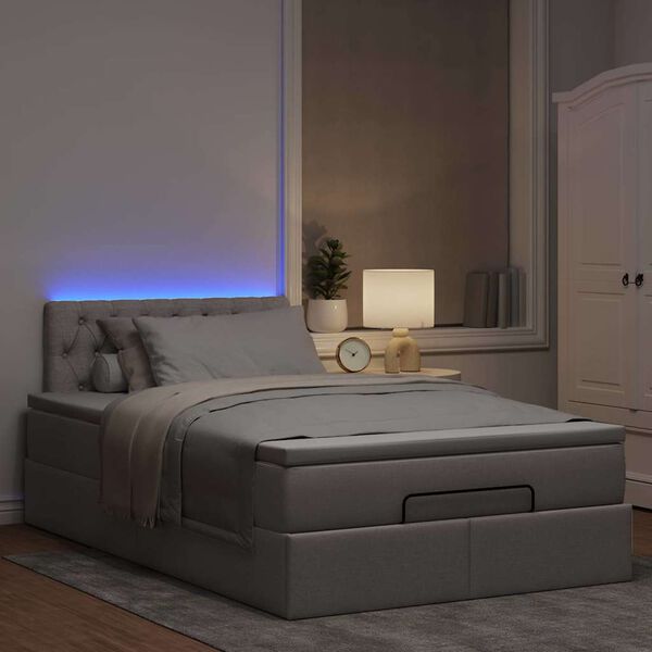 vidaXL Osmansk&aacute; postel s matrac&iacute; & LED taupe 120x190cm l&aacute;tka