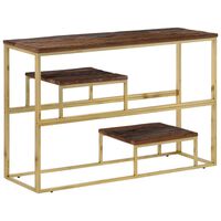 vidaXL Konzolový stolek zlatý nerezová ocel a masivní pražcové dřevo