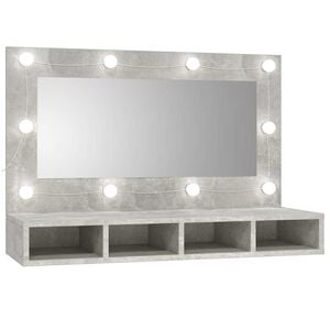 vidaXL Zrcadlov&aacute; skř&iacute;ňka s LED betonově &scaron;ed&aacute; 90 x 31,5 x 62 cm
