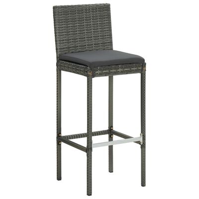 vidaXL Zahradní barové stoličky s poduškami 4 ks šedé polyratan