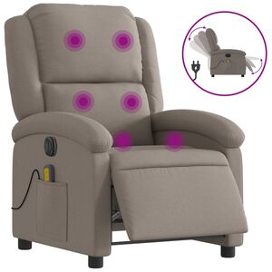 vidaXL Elektrick&eacute; mas&aacute;žn&iacute; polohovac&iacute; křeslo taupe textil
