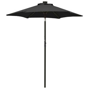 vidaXL Zahradn&iacute; slunečn&iacute;k s LED osvětlen&iacute;m čern&yacute; 200 x 211 cm hlin&iacute;k