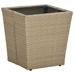 vidaXL Čajov&yacute; stolek b&eacute;žov&yacute; 41,5x41,5x44 cm polyratan a tvrzen&eacute; sklo