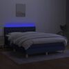 vidaXL Box spring postel s matrac&iacute; a LED modr&aacute; 140x200 cm textil