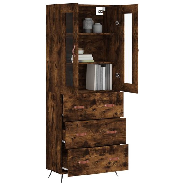 vidaXL Skř&iacute;ň highboard kouřov&yacute; dub 69,5 x 34 x 180 cm kompozitn&iacute; dřevo
