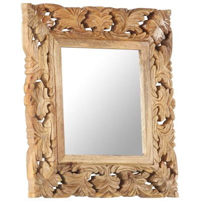 vidaXL Ručně vyřezávané zrcadlo hnědé 50 x 50 cm masivní mangovník