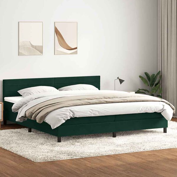 vidaXL Box spring postel s matrac&iacute; tmavě zelen&aacute; 180x210 cm samet