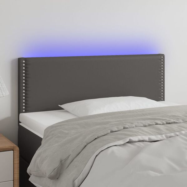 vidaXL Čelo postele s LED šedé 100x5x78/88 cm umělá kůže