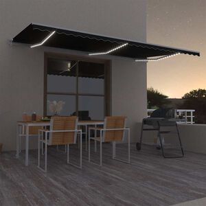 vidaXL Automatick&aacute; mark&yacute;za LED a senzor větru 600 x 300 cm antracitov&aacute;