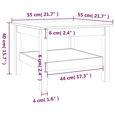 vidaXL Konferenční stolek šedý 55 x 55 x 40 cm masivní borové dřevo