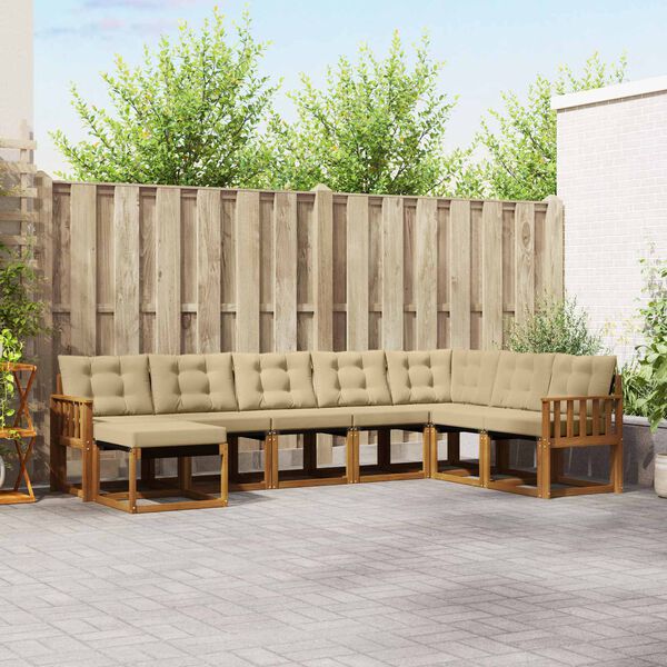 vidaXL Venkovn&iacute; pohovkov&aacute; souprava 8 pcs Přirozen&aacute; a B&eacute;žov&aacute;