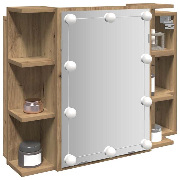 vidaXL Zrcadlov&aacute; skř&iacute;ňka s LED dub artisan 70 x 16,5 x 60 cm