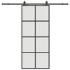 vidaXL Posuvn&eacute; dveře se sadou kov&aacute;n&iacute; čern&eacute; 90x205 cm ESG Glass