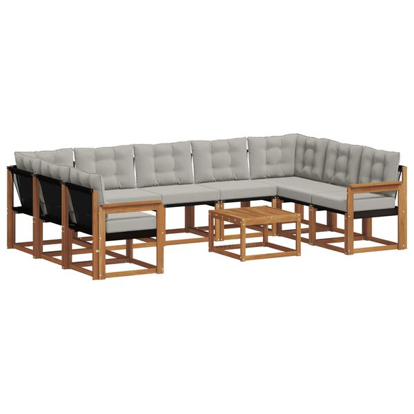 vidaXL Venkovn&iacute; pohovkov&aacute; souprava 10 pcs Př&iacute;rodn&iacute; a světle &scaron;ed&aacute;