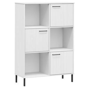 vidaXL Knihovna s kovov&yacute;mi nohami b&iacute;l&aacute; 90 x 35 x 128,5 cm masiv OSLO