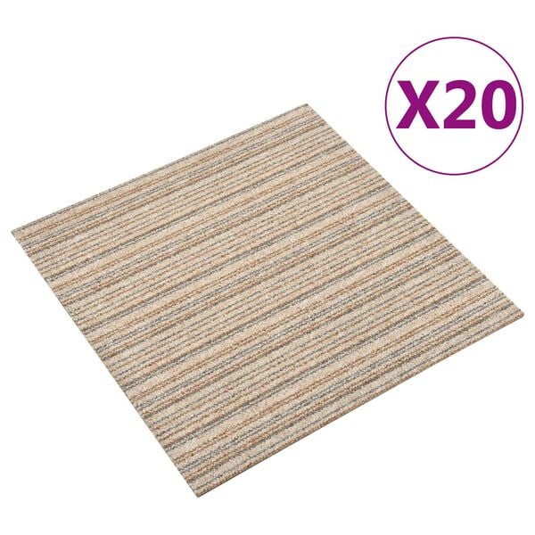 vidaXL Koberec 20 pcs Pruhovan&aacute; b&eacute;žov&aacute; 50 x 50 cm 100% polypropylen