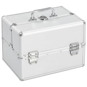 vidaXL Kosmetick&yacute; kufř&iacute;k 22 x 30 x 21 cm stř&iacute;brn&yacute; hlin&iacute;k