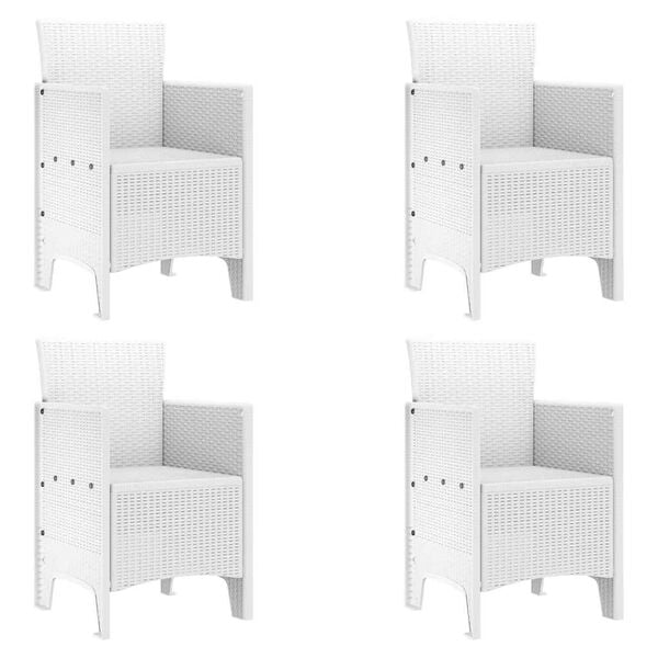 vidaXL Zahradn&iacute; křeslo 4 pcs B&iacute;l&aacute; 53 x 49 x 85 cm Polypropylen