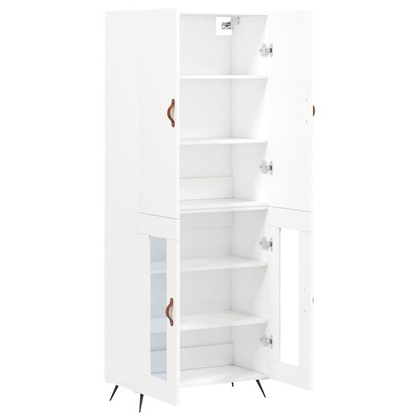 vidaXL Skř&iacute;ň highboard b&iacute;l&aacute; 69,5 x 34 x 180 cm kompozitn&iacute; dřevo