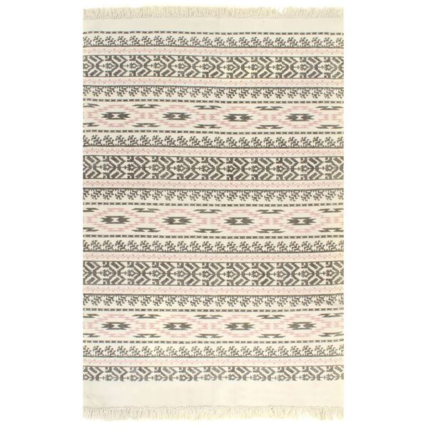 vidaXL Koberec Kilim se vzorem bavlněný 160 x 230 cm šedorůžový
