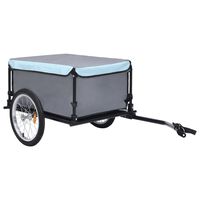 vidaXL Vozík za kolo černý a modrý 65 kg