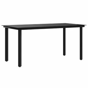 vidaXL Zahradn&iacute; j&iacute;deln&iacute; stůl čern&yacute; 160x80x74 cm ocel a tvrzen&eacute; sklo