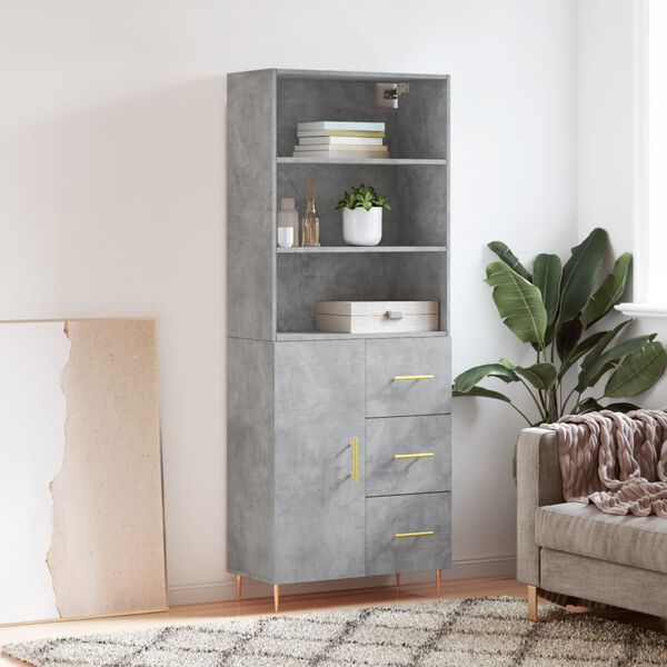 vidaXL Skříň highboard betonově šedá 69,5x34x180 cm kompozitní dřevo