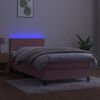 vidaXL Box spring postel s matrac&iacute; a LED růžov&aacute; 80 x 200 cm samet