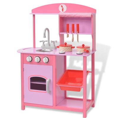 vidaXL Dětská kuchyňka dřevěná 60x27x83 cm růžová