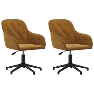 vidaXL Otočn&eacute; j&iacute;deln&iacute; židle 2 ks hněd&eacute; samet