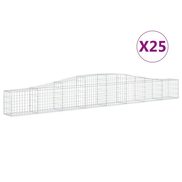 vidaXL Klenut&eacute; gabionov&eacute; ko&scaron;e 25 ks 200x30x40/60 cm pozinkovan&eacute; železo