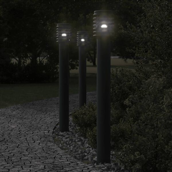 vidaXL Venkovn&iacute; stojac&iacute; lampa čern&aacute; 110 cm nerezov&aacute; ocel