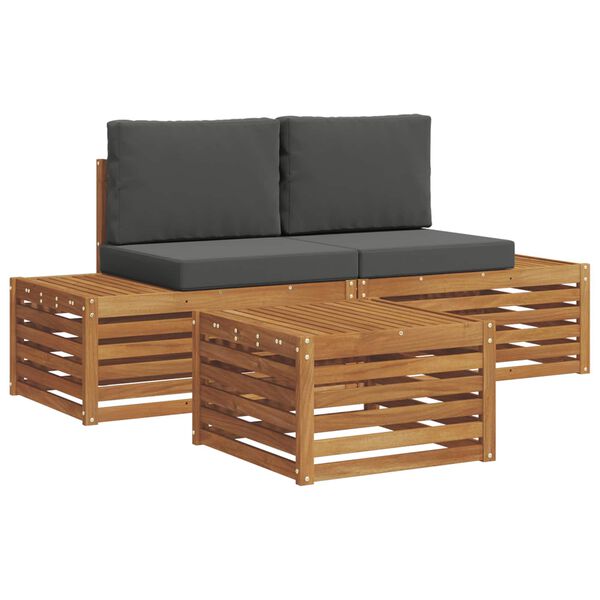 vidaXL Venkovn&iacute; pohovkov&aacute; souprava 3 Kus Přirozen&aacute; a Anthracitov&aacute;
