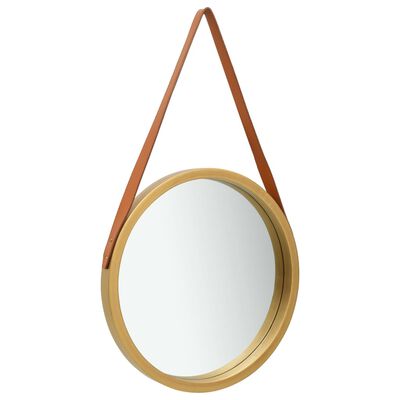 vidaXL Nástěnné zrcadlo s popruhem 40 cm zlaté