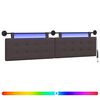 vidaXL Z&aacute;věsn&eacute; čelo postele S LED osvětlen&iacute;m Tmavě hněd&aacute; Textil